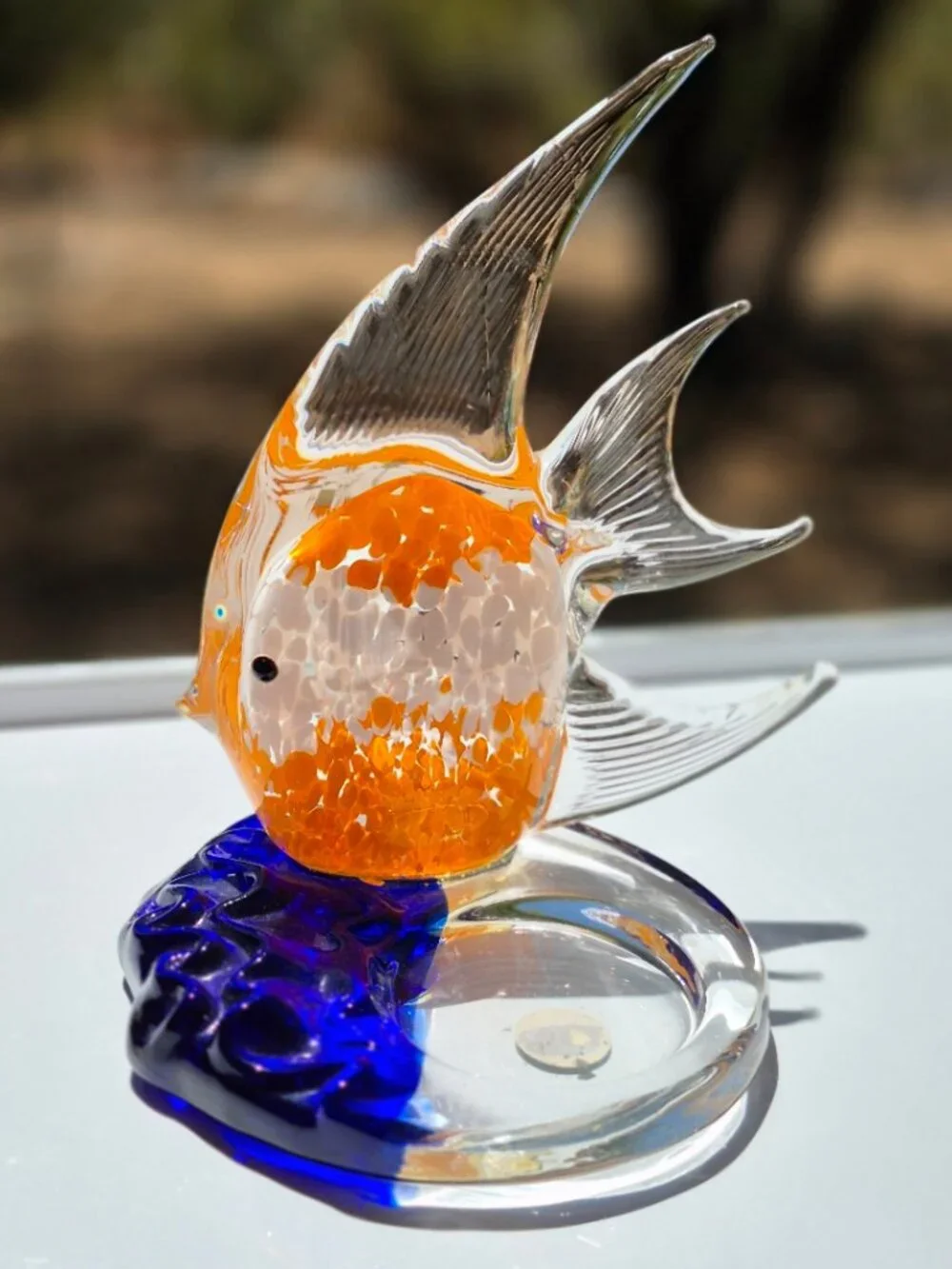 PartyLite Art Glass Tropical Angel Fish Tealight Candle Holder